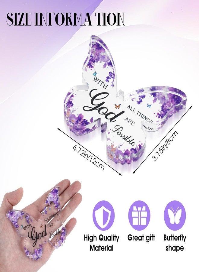 Kifmurase Purple Butterfly Acrylic Office Desk Decor for Women Desk Decoration Accessories Inspirational Purple Birthday Gifts for Women Home Table Decoration - Image 2